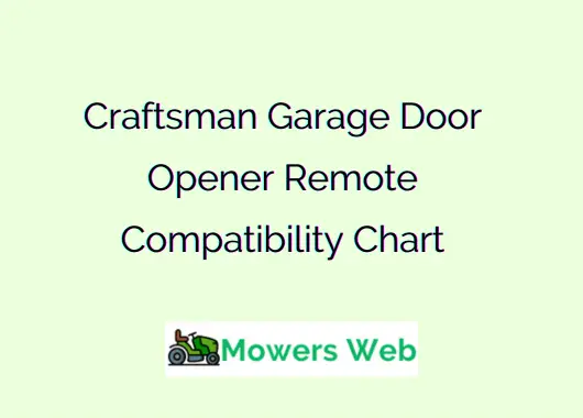 Craftsman Garage Door Opener Remote Compatibility Chart