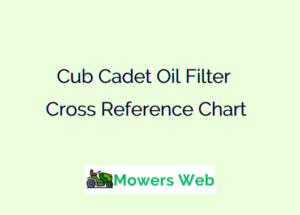 Cub Cadet Oil Filter Cross Reference Chart