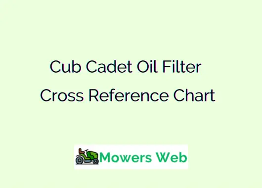 Cub Cadet Oil Filter Cross Reference Chart