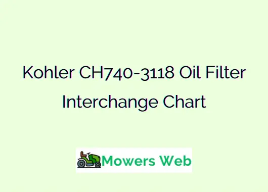 Kohler CH740-3118 Oil Filter Interchange Chart
