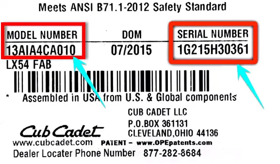 Cub Cadet Serial Number