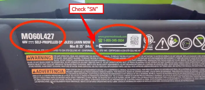 Serial Number On Greenworks Mower