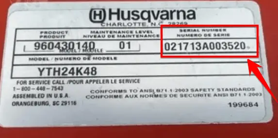 Husqvarna Mower Serial Number